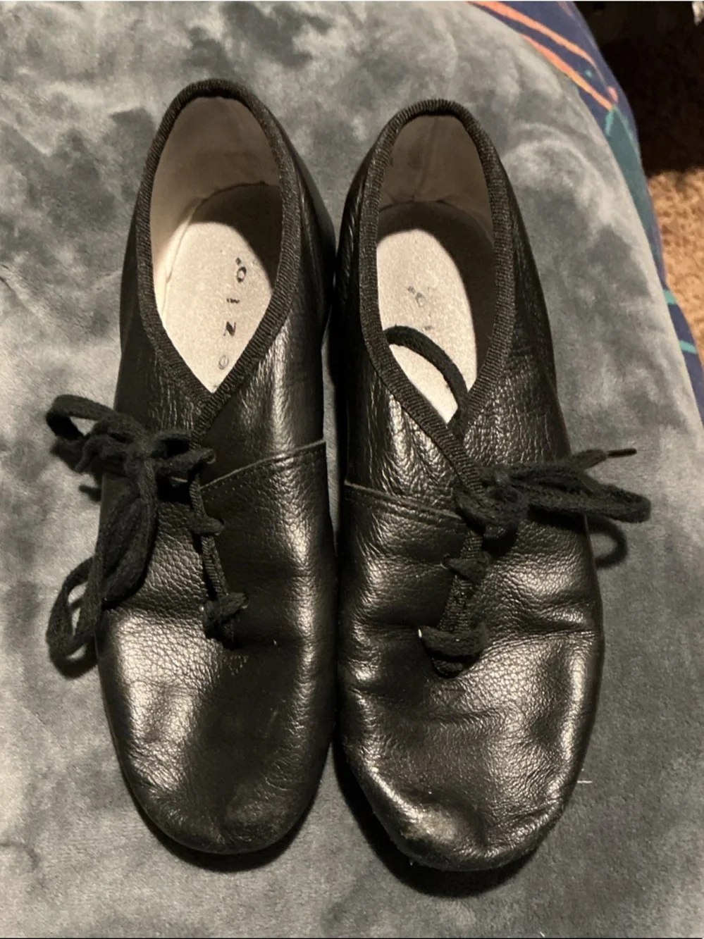 Capezio Black Leather Lace-Up Jazz Shoes